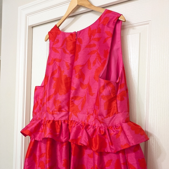 NWT Kate Spade for Target Peplum Floral Print Dress Midi Orange Pink Women's 22 - Picture 11 of 13